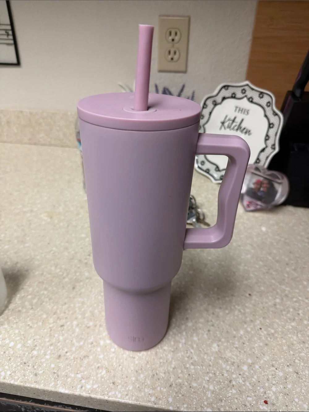 Lavender Travel Mug with Straw - Pink Insulated Tumbler